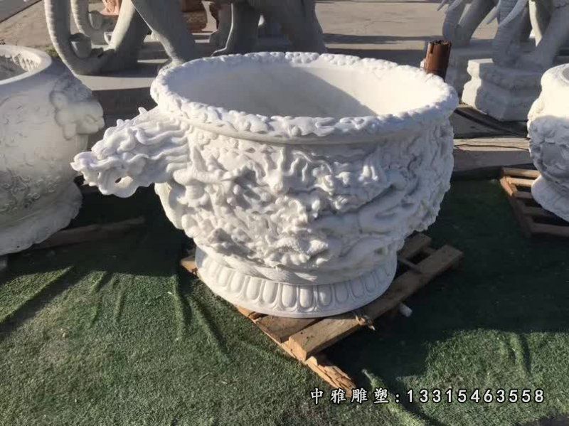 龙浮雕景观花盆雕塑