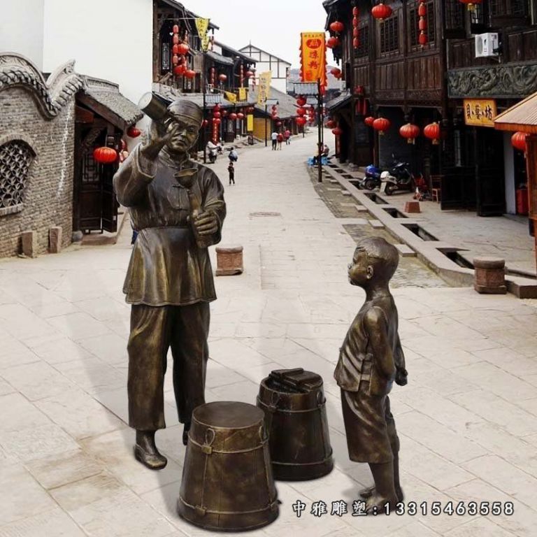 铜雕民俗打油人物
