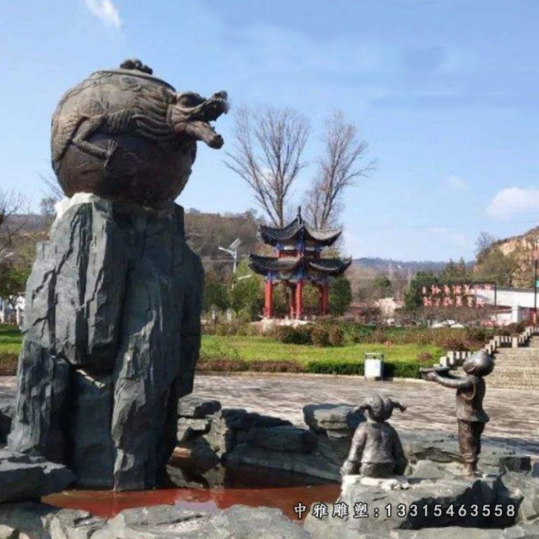 铜雕流水茶壶雕塑