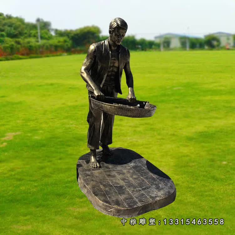 田园铜雕茶文化人物