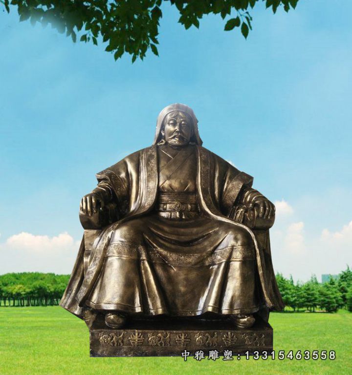 广场铜雕成吉思汗