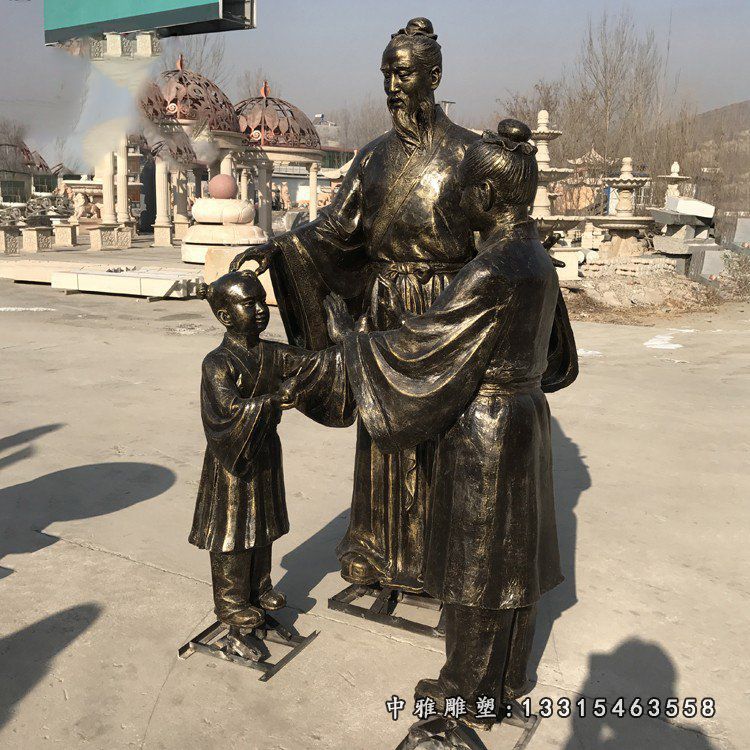 古代历史典故雕塑玻璃钢仿铜孔融让梨人物摆件