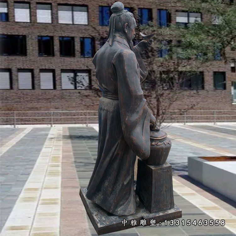 玻璃钢仿铜人物雕塑，酒祖杜康雕塑