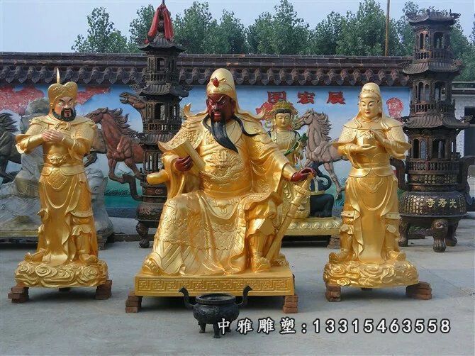 红脸关公铜雕，关羽雕塑 (2)