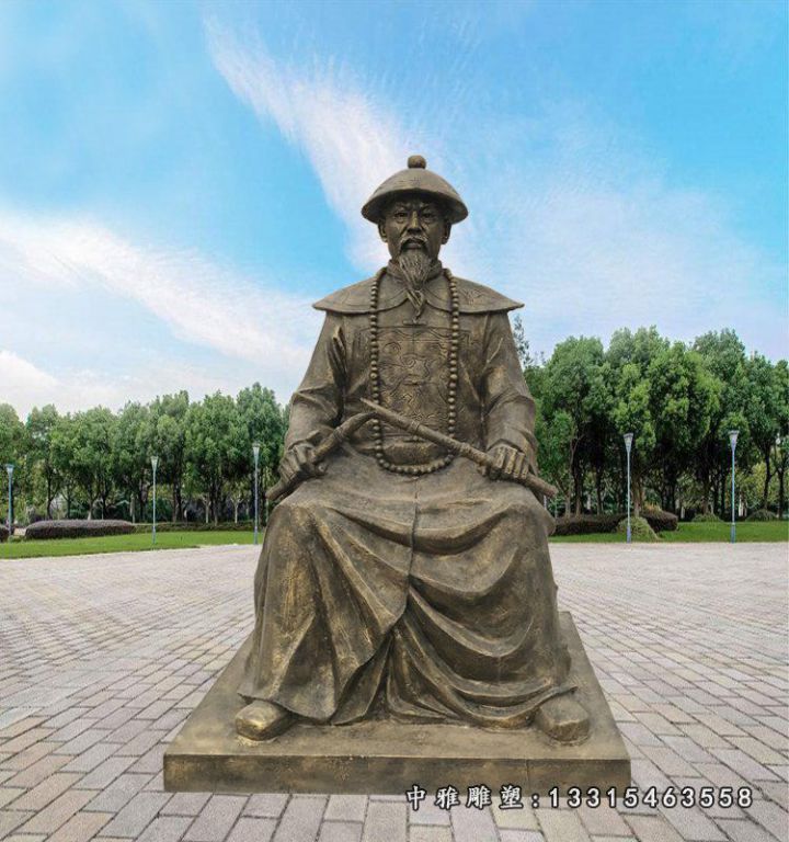 玻璃钢仿铜林则徐雕塑，古代名人雕塑