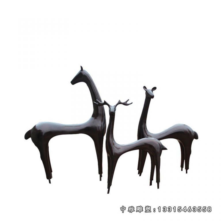 抽象一家三口铜雕鹿