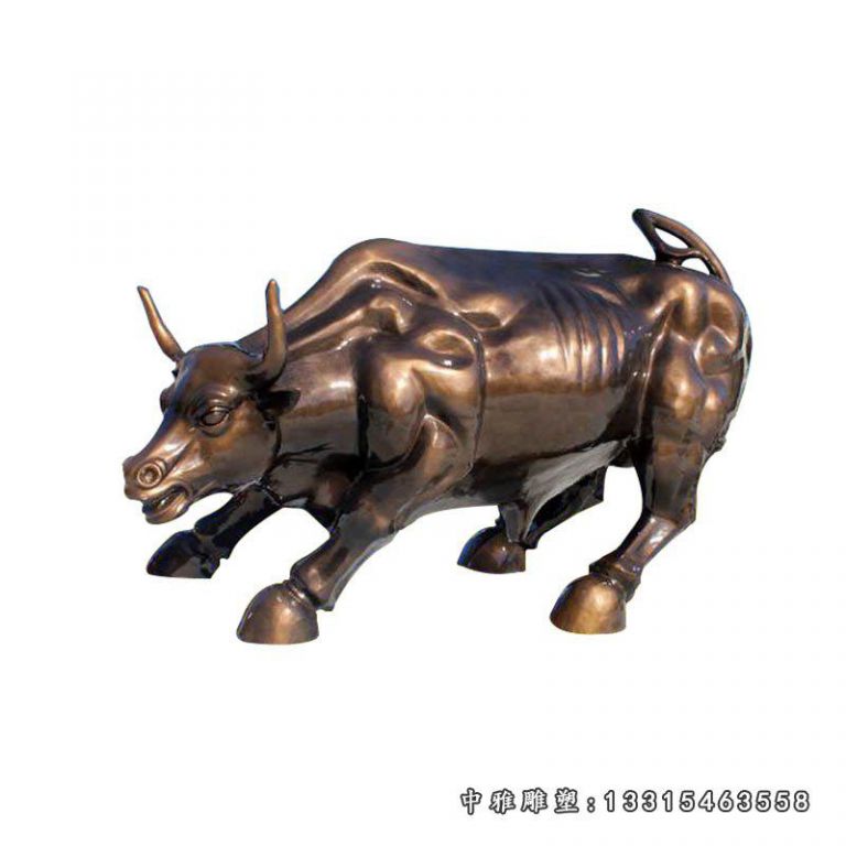厂家定制玻璃钢动物雕塑定制大型仿铜动物雕塑开荒牛华尔街牛户外25502