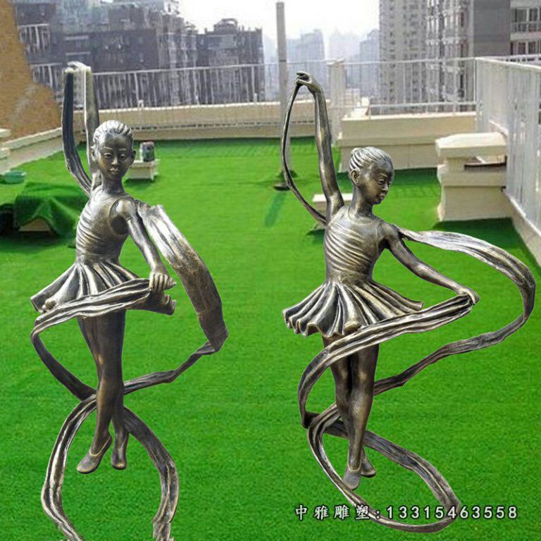 铜雕艺术体操小女孩雕塑