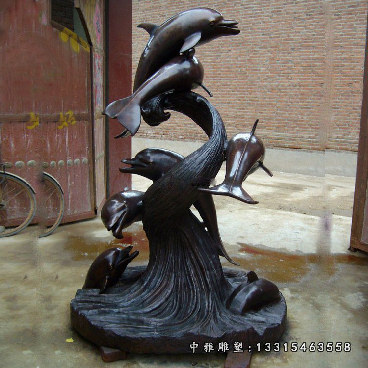 水景装饰铜雕海豚 (3)