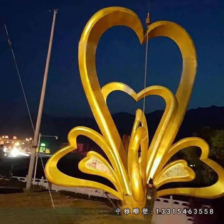 不锈钢抽象天鹅爱心造型雕塑