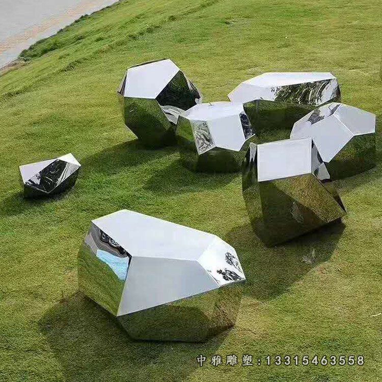 不锈钢创意景观石头雕塑 (1)