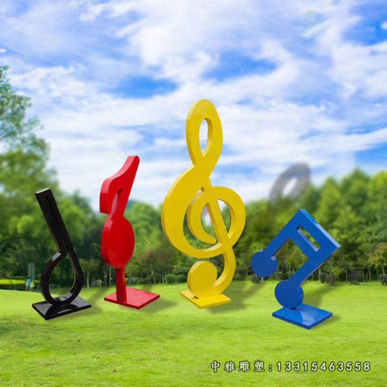 抽象不锈钢音符雕塑 (2)