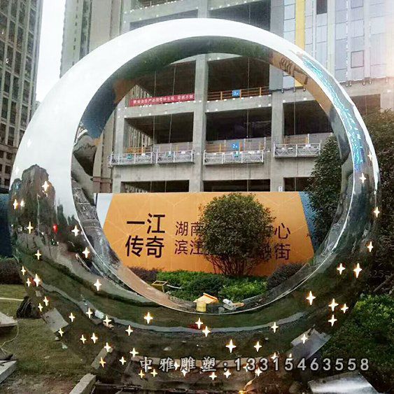 镜面不锈钢圆环雕塑(1)