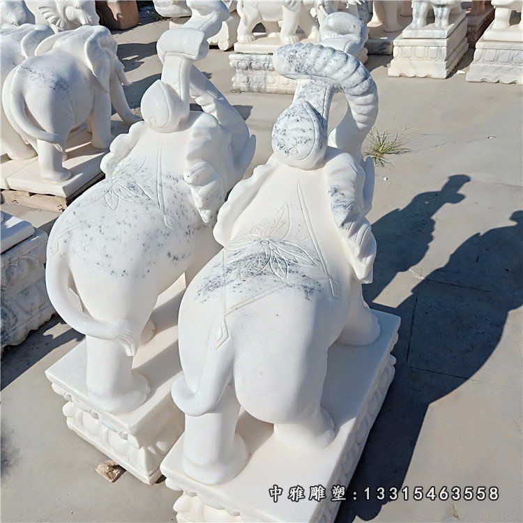 汉白玉招财小象石雕
