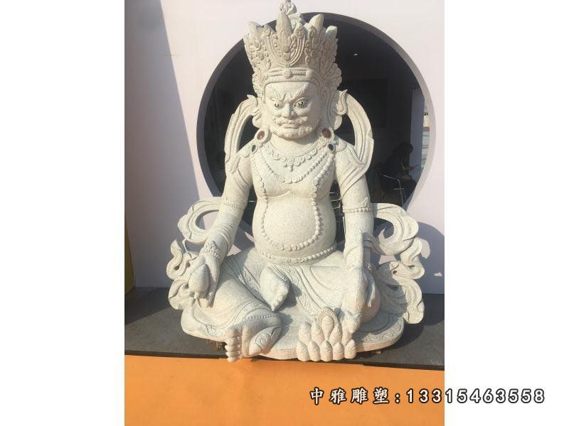 汉白玉坐式关公石雕