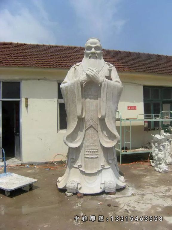 历史人物孔子石雕