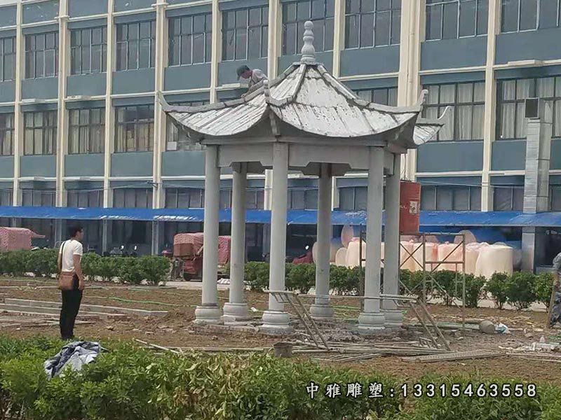 青石凉亭雕塑，公园石亭子 (2)