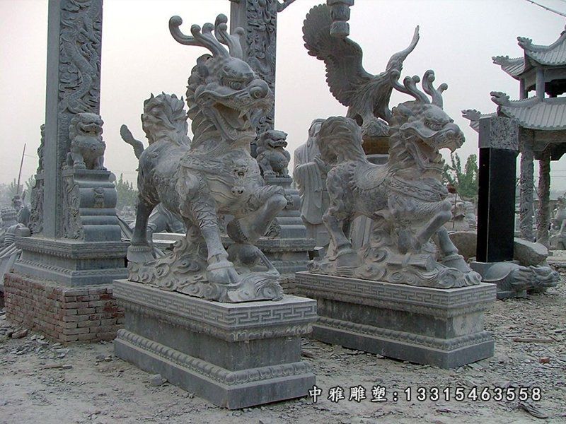 青石仿古麒麟石雕（2）