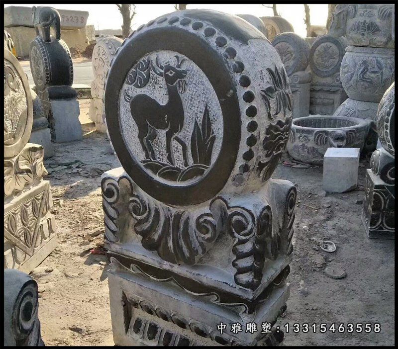 庭院景观摆件，仿古抱鼓石雕塑