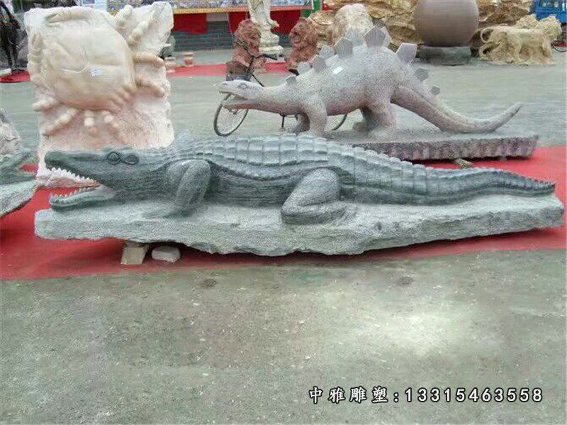 公园动物石雕，鳄鱼石雕 (1)