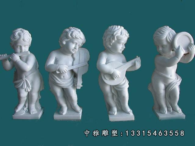 西方小孩石雕，汉白玉小孩石雕 (1)