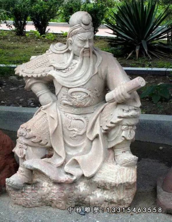 古代人物石雕关公雕像