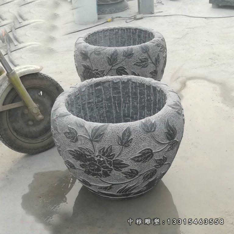 石雕仿古花盆雕塑