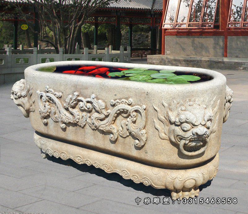 公园景观摆件，石雕鱼缸