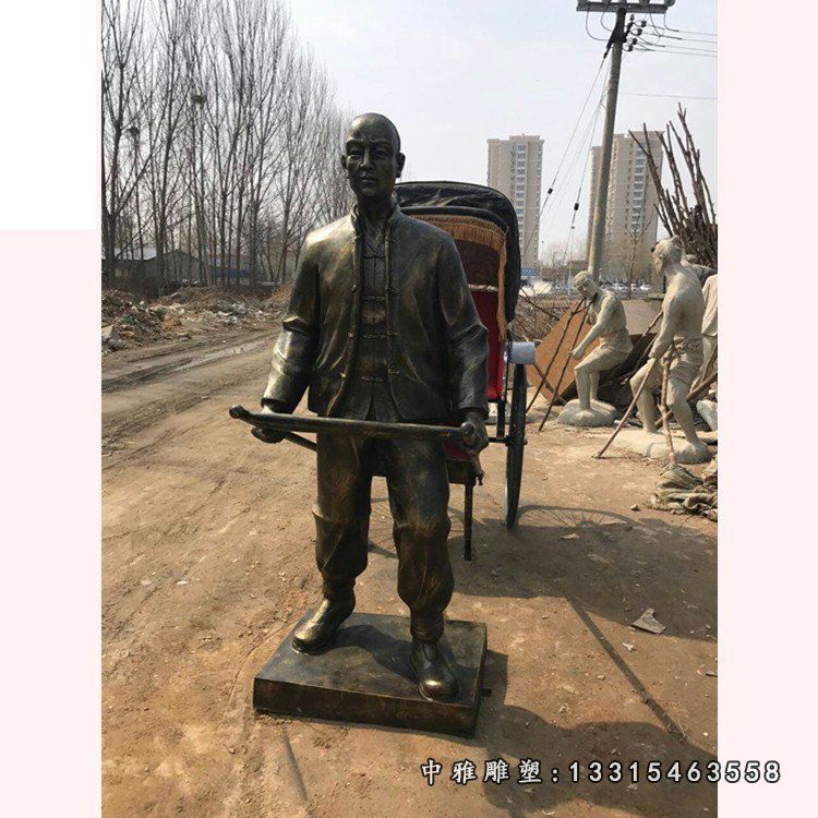 黄包车夫古代人物铜雕 (2)