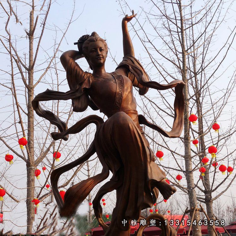 古代跳舞人物铜雕