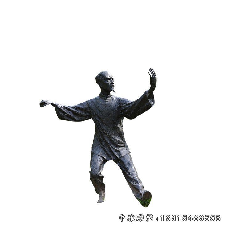 打太极人物摆件，玻璃钢仿铜人物雕塑 (3)