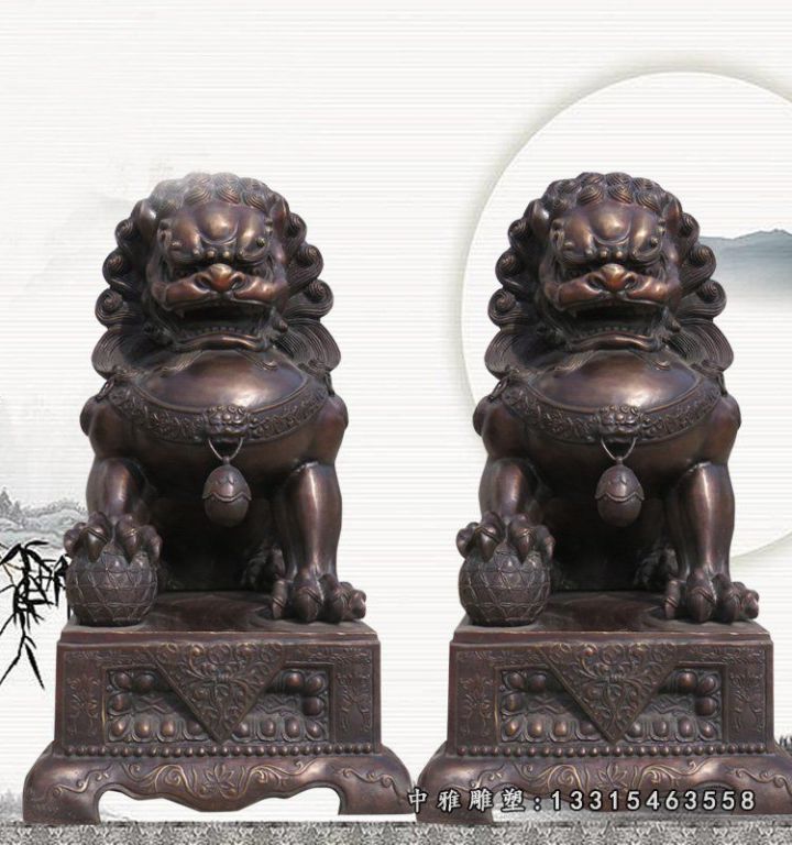北京狮子雕塑，玻璃钢仿铜狮子雕塑