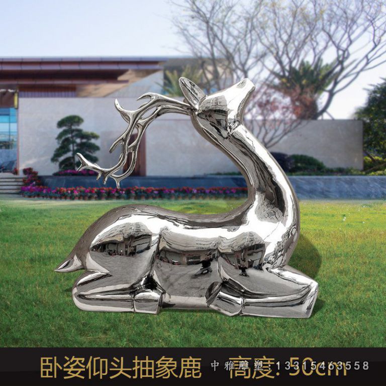 不锈钢抽象鹿雕塑 (2)