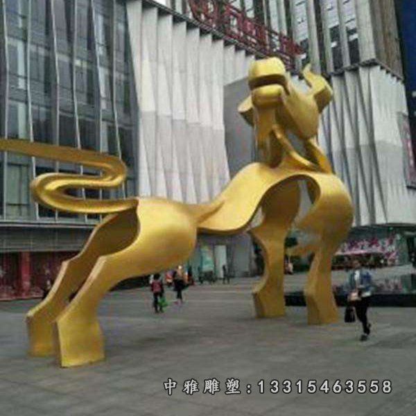 抽象动物牛不锈钢雕塑