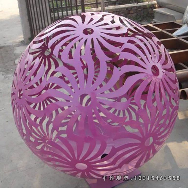 不锈钢圆球雕塑，不锈钢花球雕塑 (4)