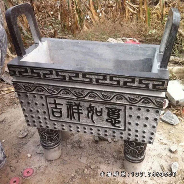 青石四方鼎 石雕寺庙景观雕塑 (5)