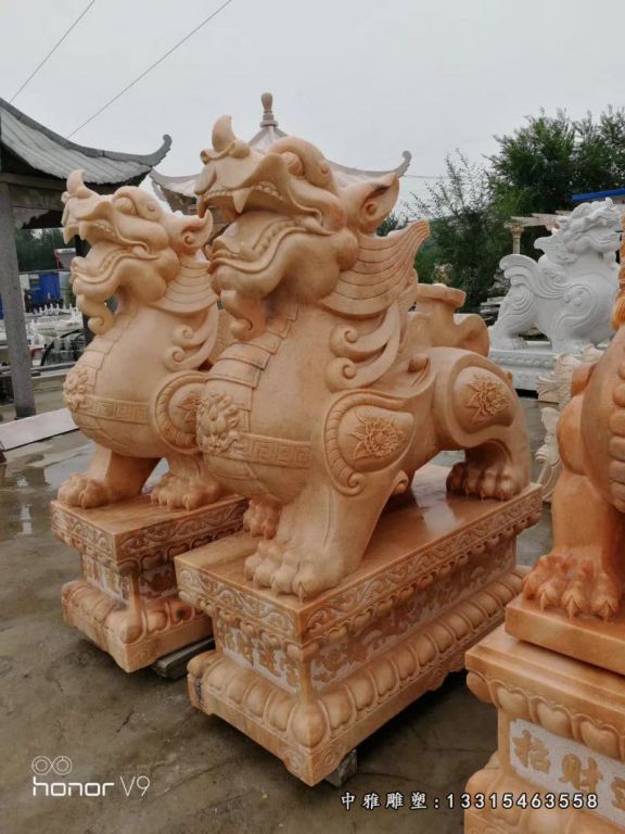 晚霞红古代看门貔貅 (2)