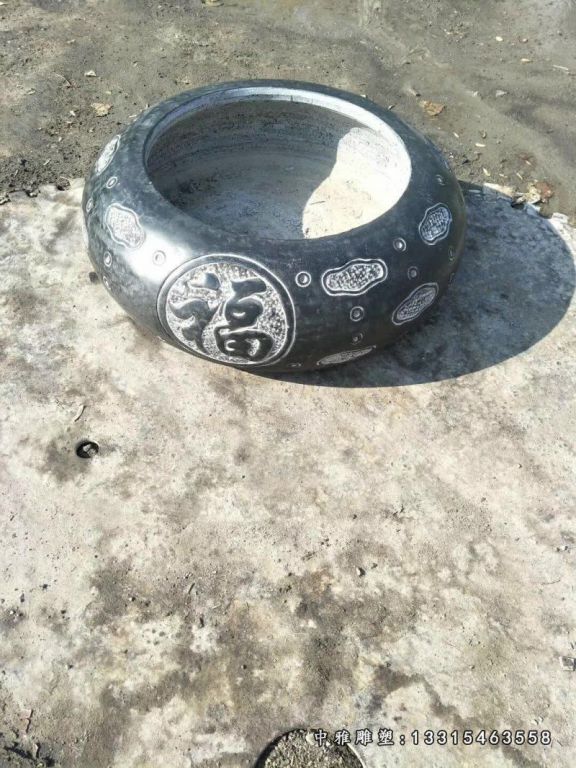 仿古圆形水缸石雕