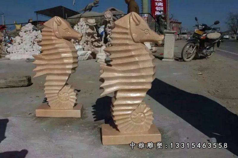 石头海马雕塑，石雕海马