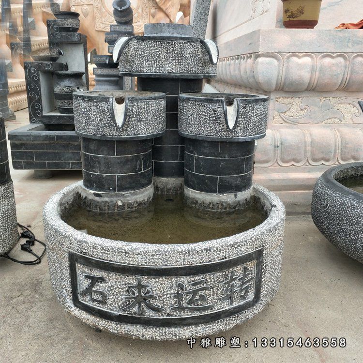 大理石磨豆浆 石雕小区景观摆件 (5)