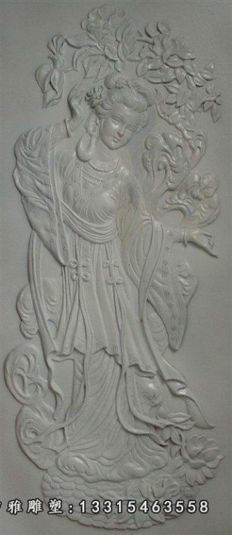 古代美女石浮雕，汉白玉浮雕 (2)