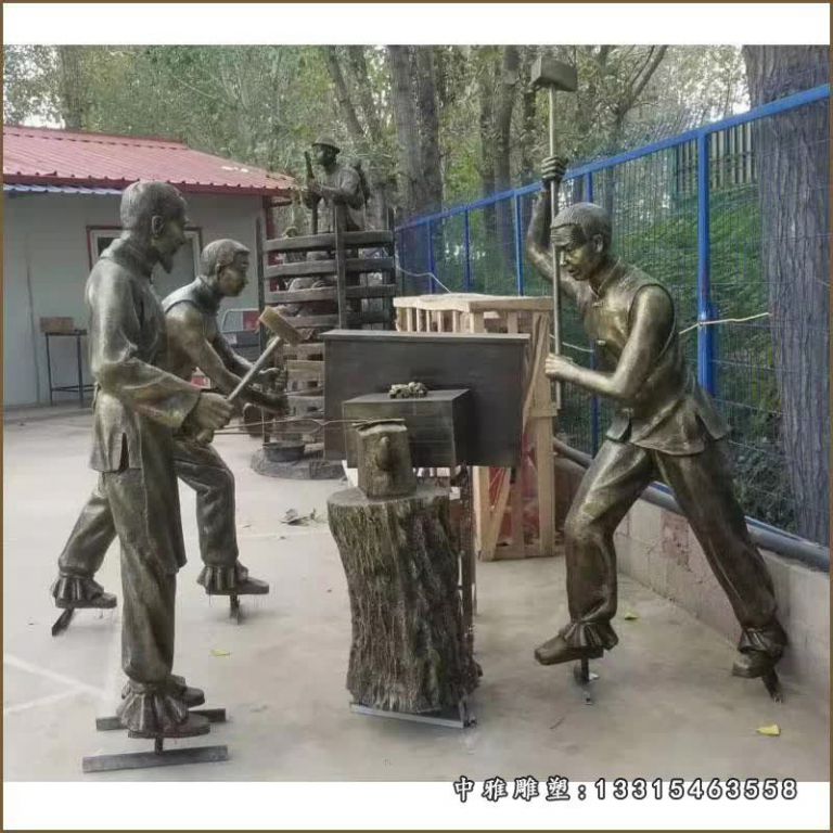 民俗人物打铁铜雕 (3)