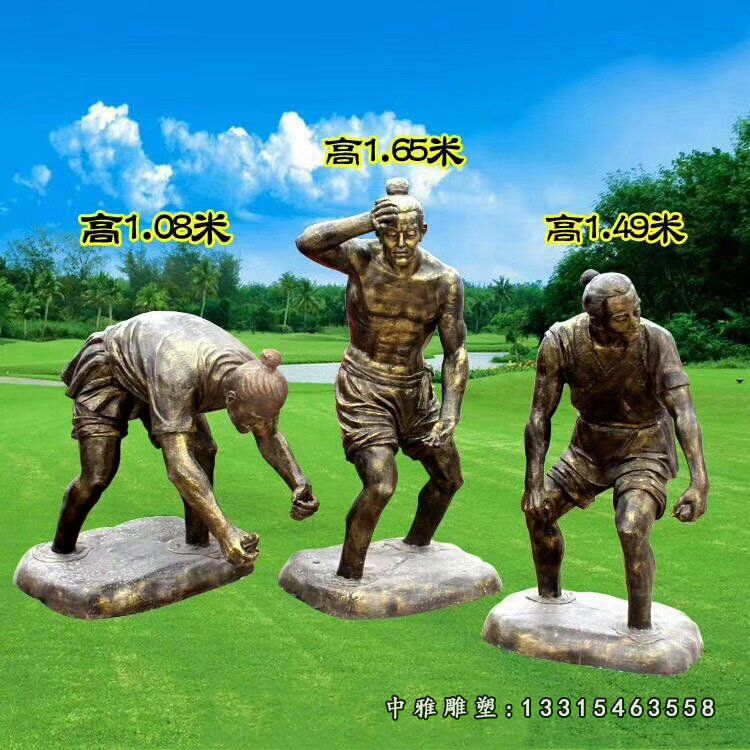 插秧的农民铜雕 (2)