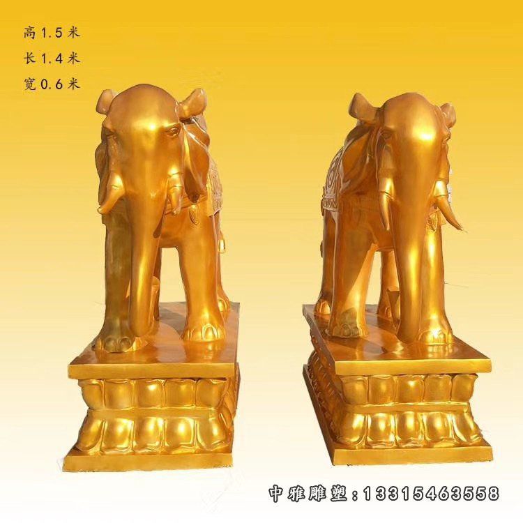 玻璃钢仿铜大象雕塑，瑞兽摆件 (1)