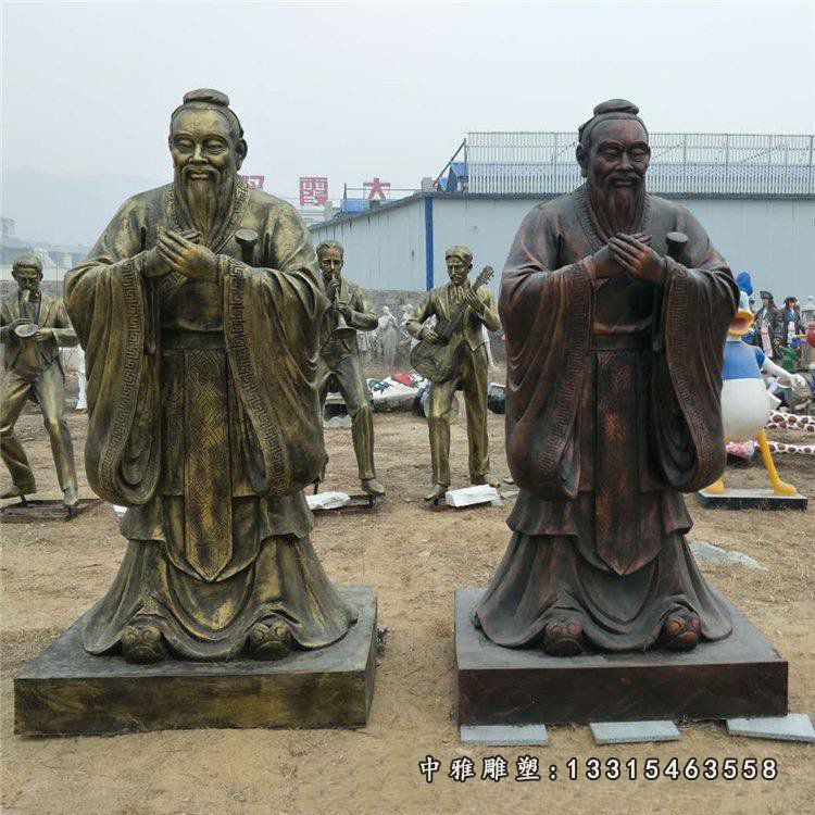 校园名人雕塑，玻璃钢仿铜孔子雕塑 (1)