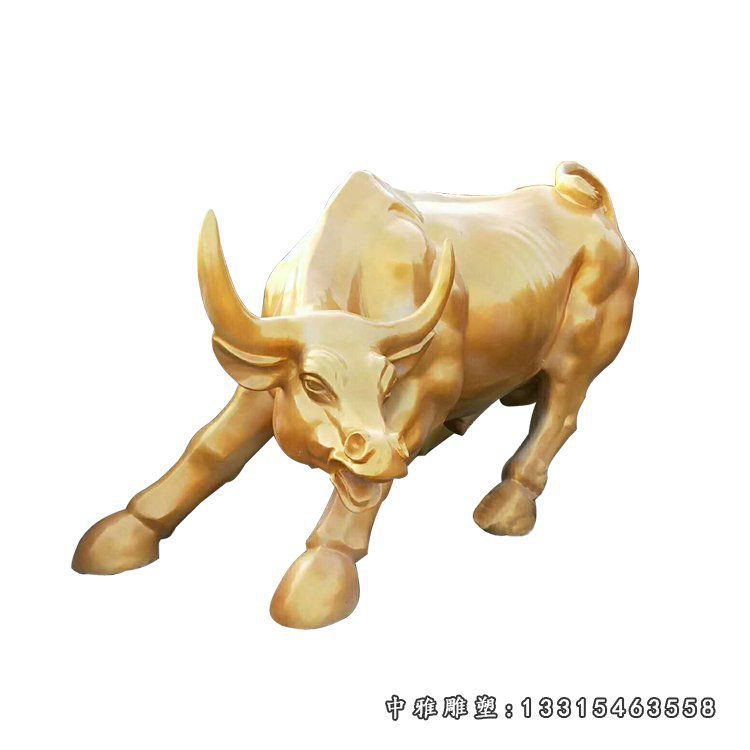 玻璃钢仿铜动物雕塑，华尔街牛雕塑 (2)