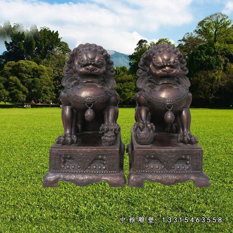北京狮子雕塑，玻璃钢仿铜狮子雕塑 (3)