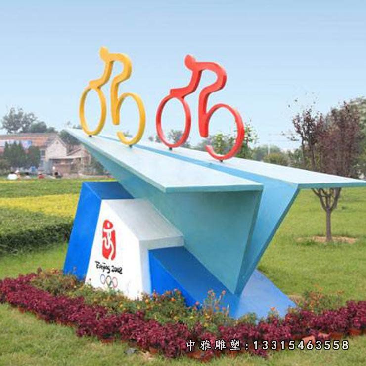 不锈钢抽象骑车人物雕塑