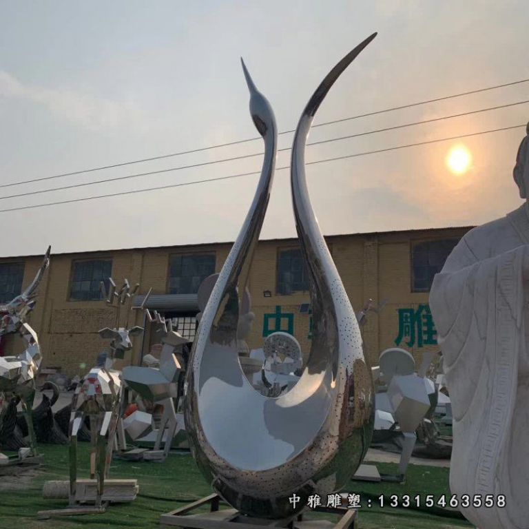 不锈钢城市镜面天鹅雕塑 (1)