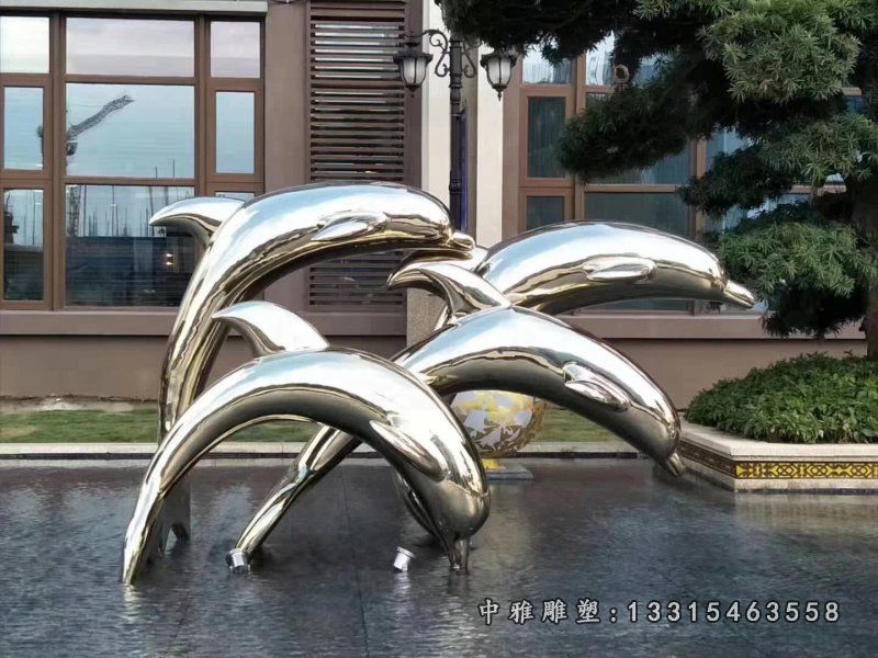 镜面海豚不锈钢雕塑